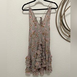 Free People Pink and Gray Floral Dress